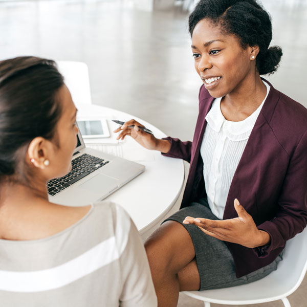 lawyer talking to client